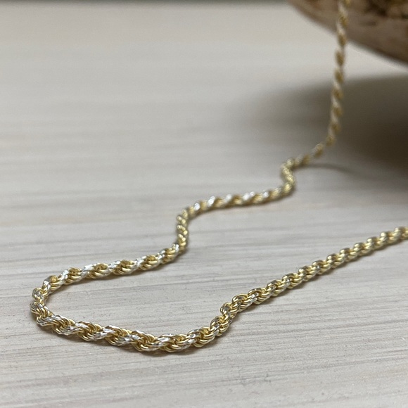 14K Gold Rope Chain • Diamond Cut Rope Chain • Real Silver • Men Chain •… - Picture 11 of 13
